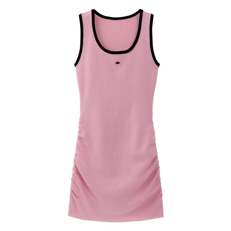 Jiashuchengrpin Đầm Ngắn Ôm Dáng Không Tay Bằng Lụa Lạnh Màu Hồng Phong Cách Mỹ Ngọt Ngào Thời Trang Mùa Hè Hàng Mới Dành Cho Bạn