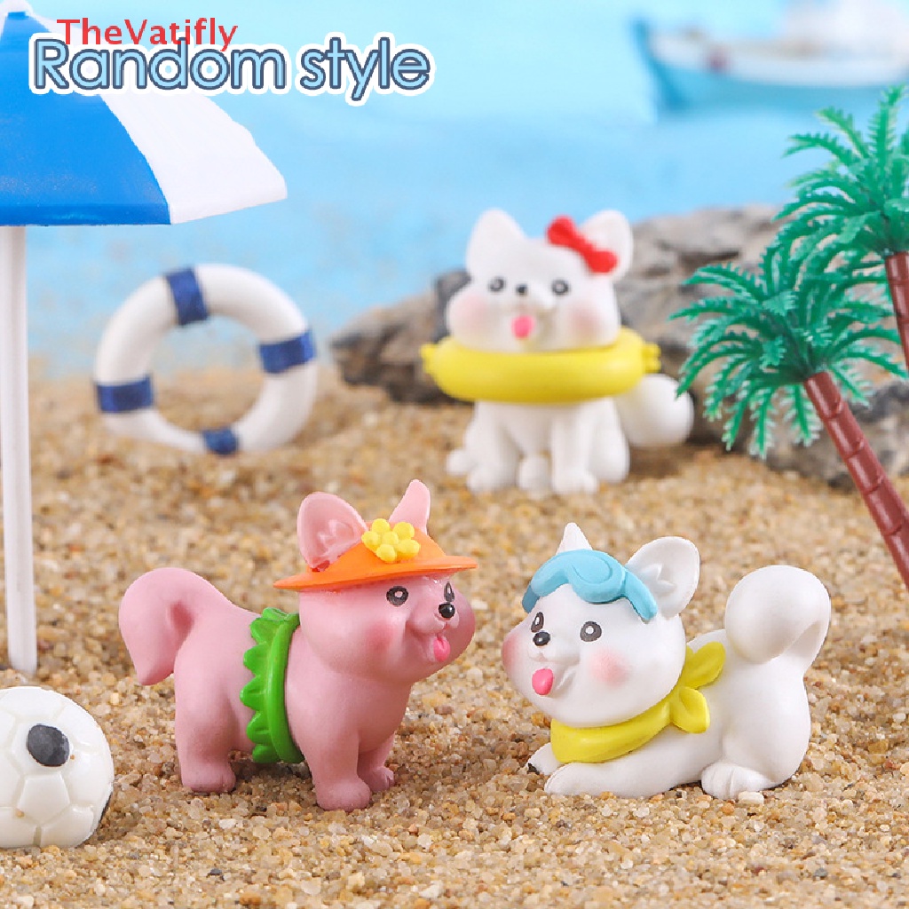 [Thevalifly] Mô Hình Chú Chó Bãi Biển Mini Bằng Nhựa Resin Dễ Thương Sáng Tạo Trang Trí Nhà Búp Bê