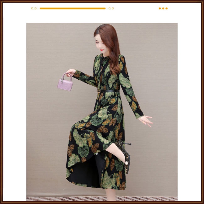 Đầm Midi Tay Dài Dáng Ôm In Họa Tiết Hoa Xinh Xắn Thời Trang Cho Nữ