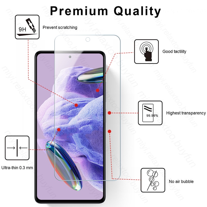 Set 2 Kính Cường Lực 9H Cao Cấp Bảo Vệ Toàn Màn Hình Cho Xiaomi Redmi Note 12S 12 11 pro plus 4G 5G 2AK