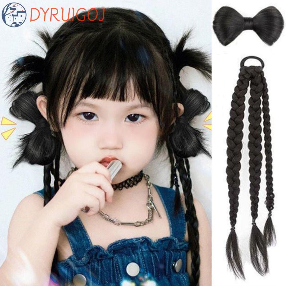 Bím Tóc Giả Y2K Màu Đen Chịu Nhiệt Chất Lượng Cao Thời Trang Cho Bé Tập Boxing