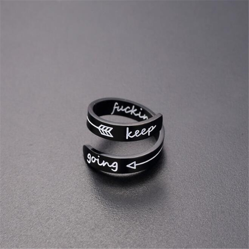 Nhẫn Đôi Bằng Thép Titan Khắc Chữ Thời Trang