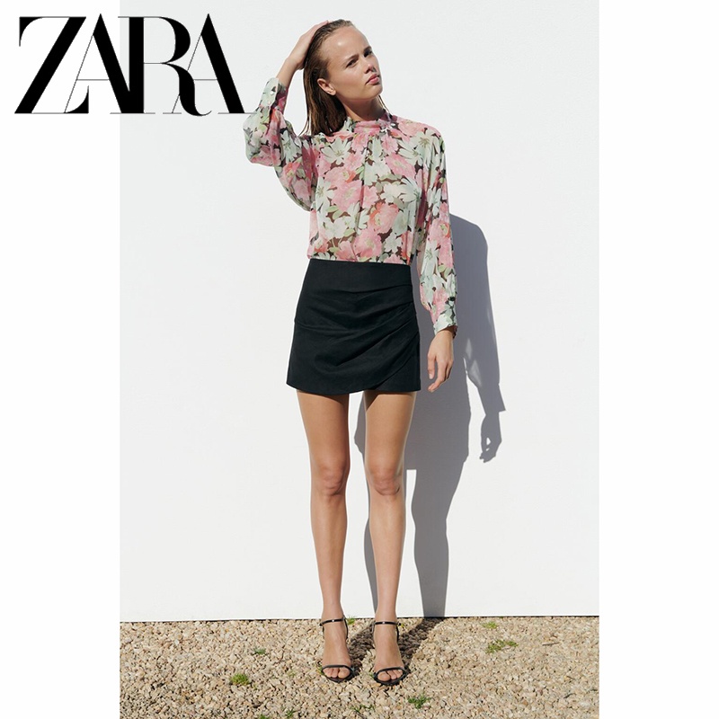 Zara Áo Sơ Mi In Họa Tiết Phối Nơ Xinh Xắn Dành Cho Nữ