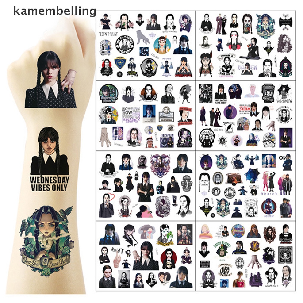 Kamembelling 1 Tờ Nhãn Dán Trang Trí Xe Hơi Laptop Điện Thoại Hình Addams Kinh Dị Mỹ