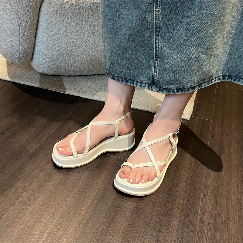 Sandal Đế Xuồng Dày Qua Gối Phong Cách Roman Thời Trang Mùa Hè 2023 Mới Cho Nữ