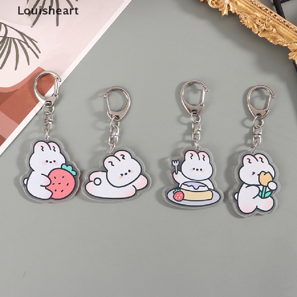 Louisheart Móc Khóa Hình Thỏ Trắng Bằng Acrylic Dễ Thương