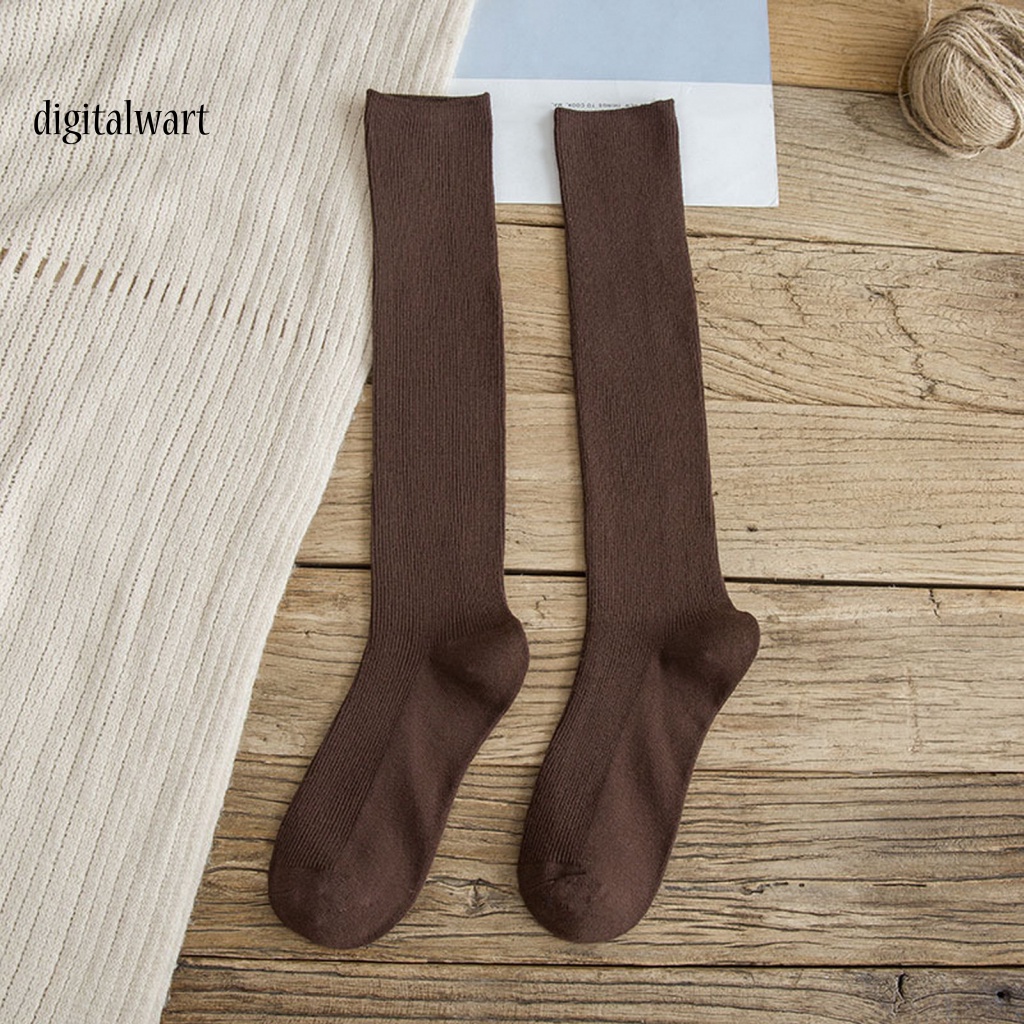 Kỹ Thuật Số| 1 Đôi Vớ Dài Mềm Mại Co Giãn Cao Chống Trượt Màu Trơn Họa Tiết Kẻ Sọc Thời Trang Mùa Đông Cho Nữ