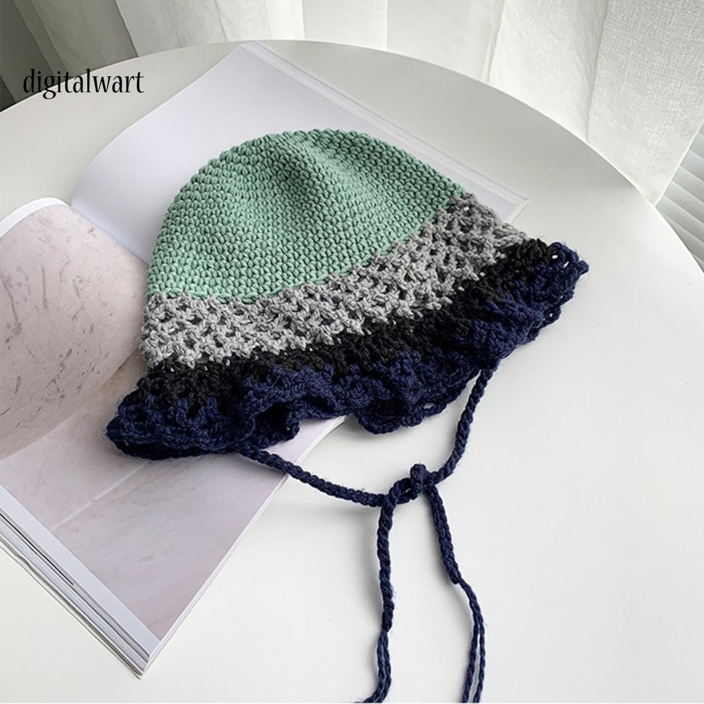 Kỹ Thuật Số| Mũ Bucket Dệt Kim Vành Tròn Màu Sắc Thời Trang Cho Nữ