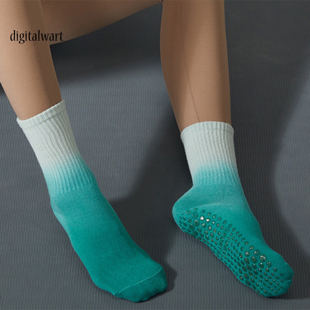 Kỹ Thuật Số| 1 Đôi Tất Tập Yoga Chất Liệu Nhuộm Màu Tương Phản Mềm Mại Co Giãn Cao Chống Trượt Thấm Hút Mồ Hôi