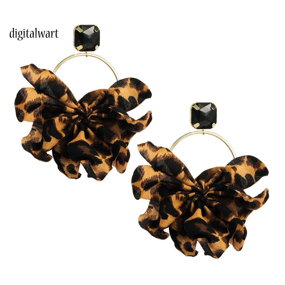 Kỹ Thuật Số| Bông Tai HợP Kim HọA TiếT Da BáO ĐíNh Đá ThờI Trang