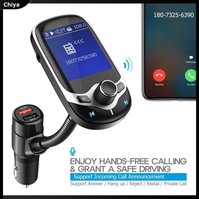 Máy Nghe Nhạc Mp3 Kết Nối Bluetooth 5.0 Fm Hai Cổng Usb Qc3.0 / Thẻ tf Cho Xe Hơi