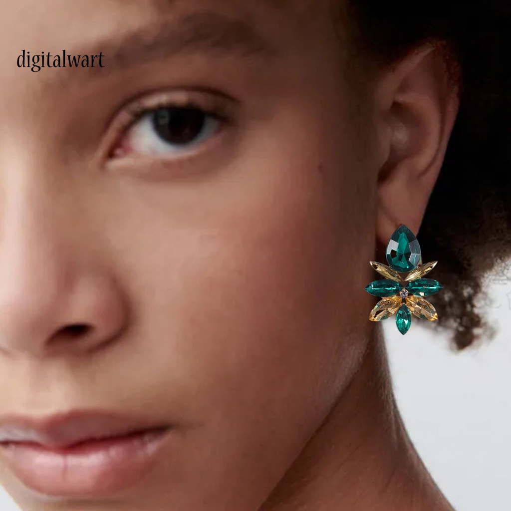 Kỹ Thuật Số| 1 Đôi Bông Tai Hợp Kim Hình Giọt Nước Đính Đá Sang Trọng Cho Nữ