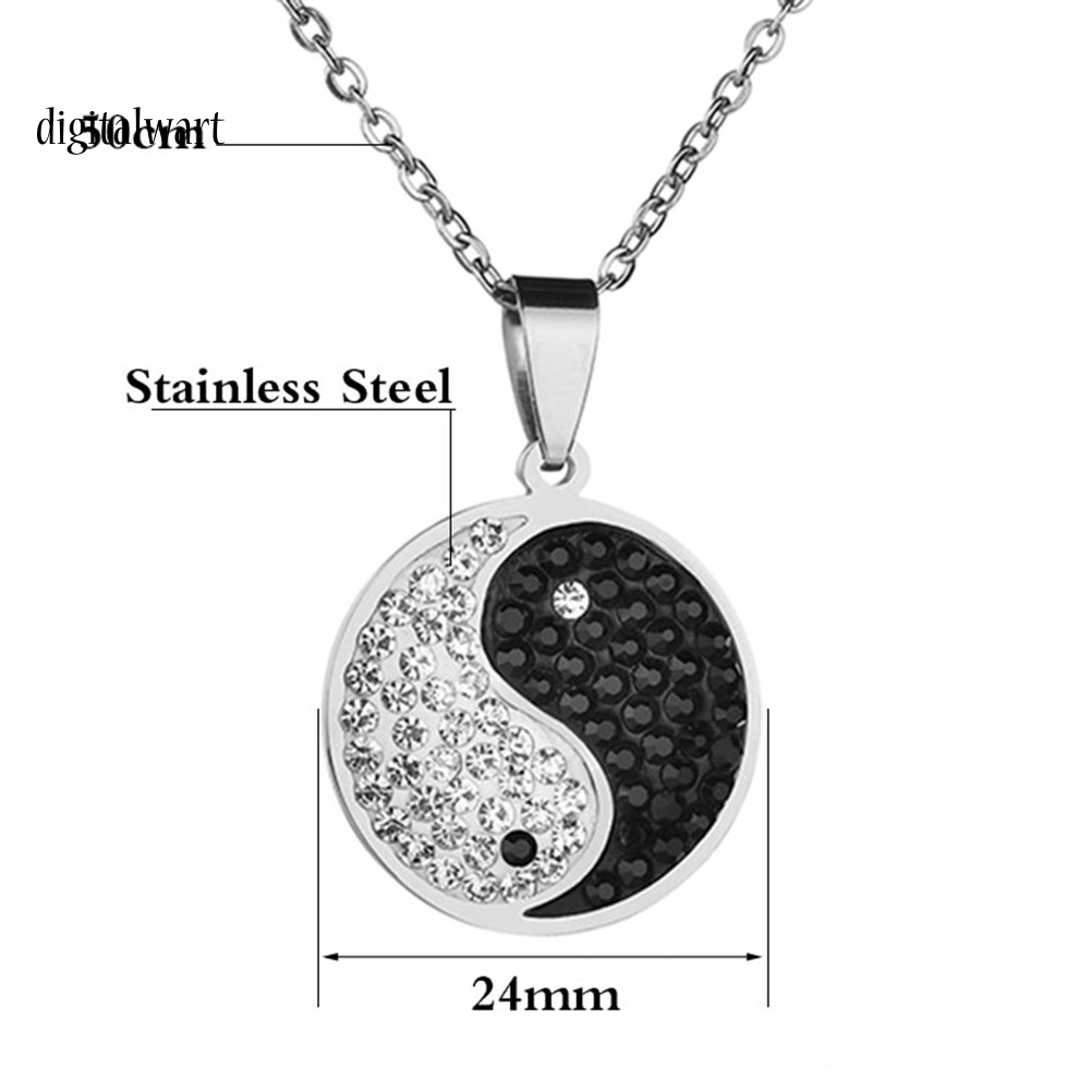 Kỹ Thuật Số| Vòng cổ Mặt Biểu Tượng Yin-yang Đính Đá Lấp Lánh