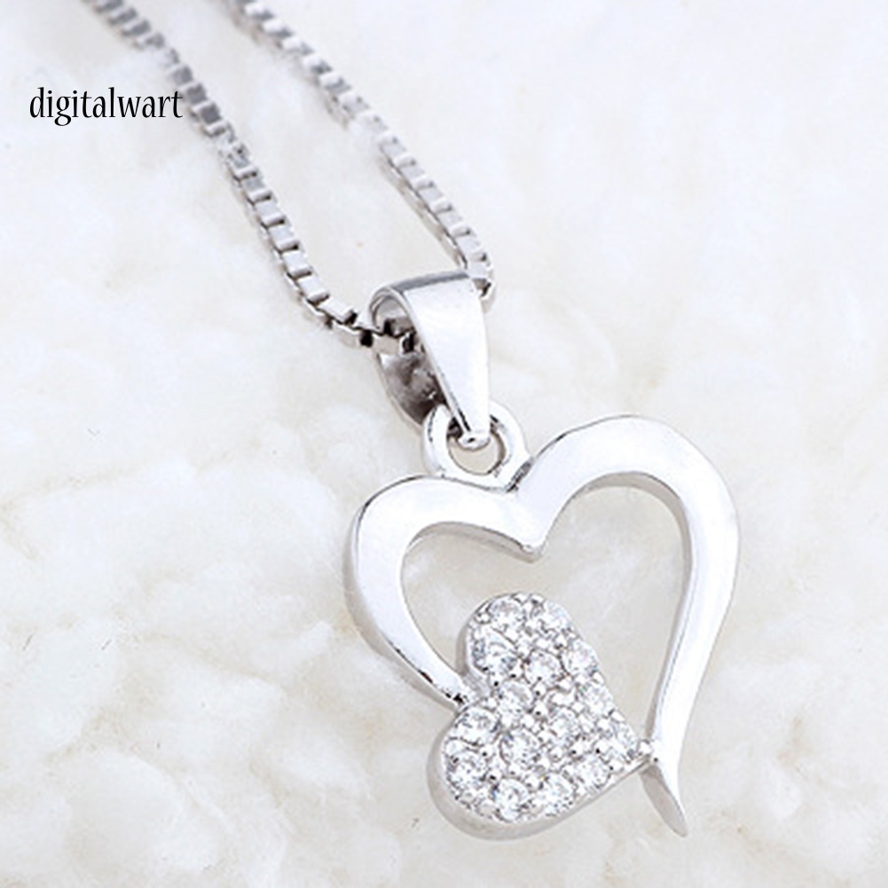 Kỹ Thuật Số| Vòng cổ Mạ BạC HìNh TráI Tim ĐíNh Đá Xinh XắN