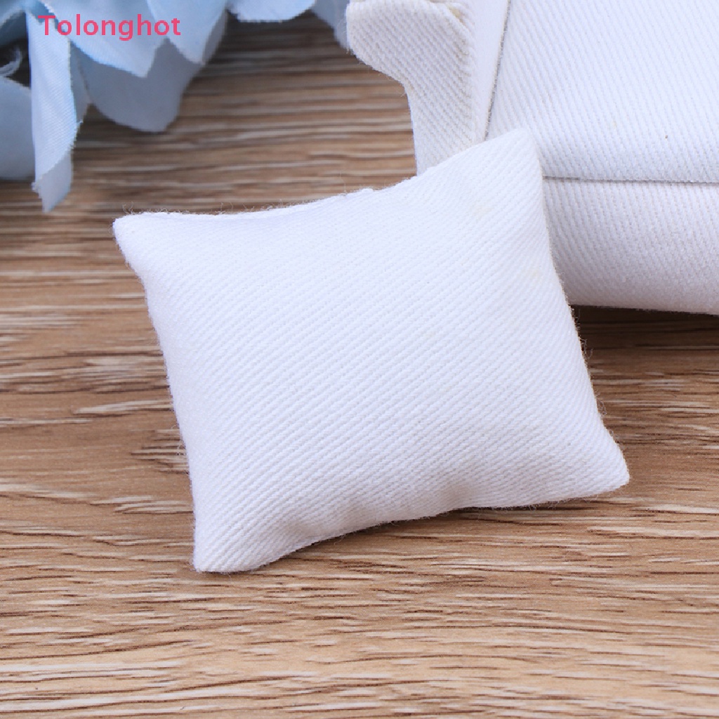 Mô Hình Ghế Sofa Màu Trắng Có Đệm Lưng Trang Trí Nhà Búp Bê 1 / 12