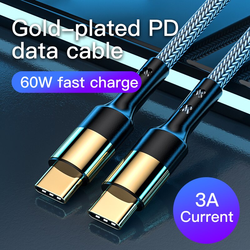 Cáp Sạc Nhanh PD Type-c 60W Mạ Vàng Tương Thích Với Huawei FCP Qualcomm 4.0