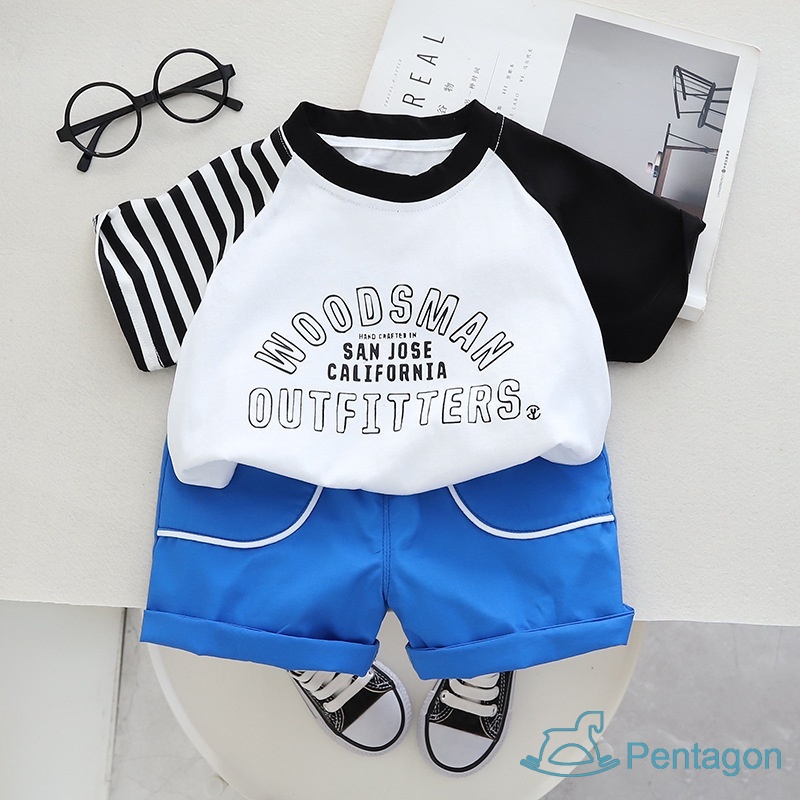 Bộ Đồ Thể Thao Áo Thun Tay Ngắn Phối Quần Short Thoáng Khí Thời Trang Mùa Hè Cho Bé Trai