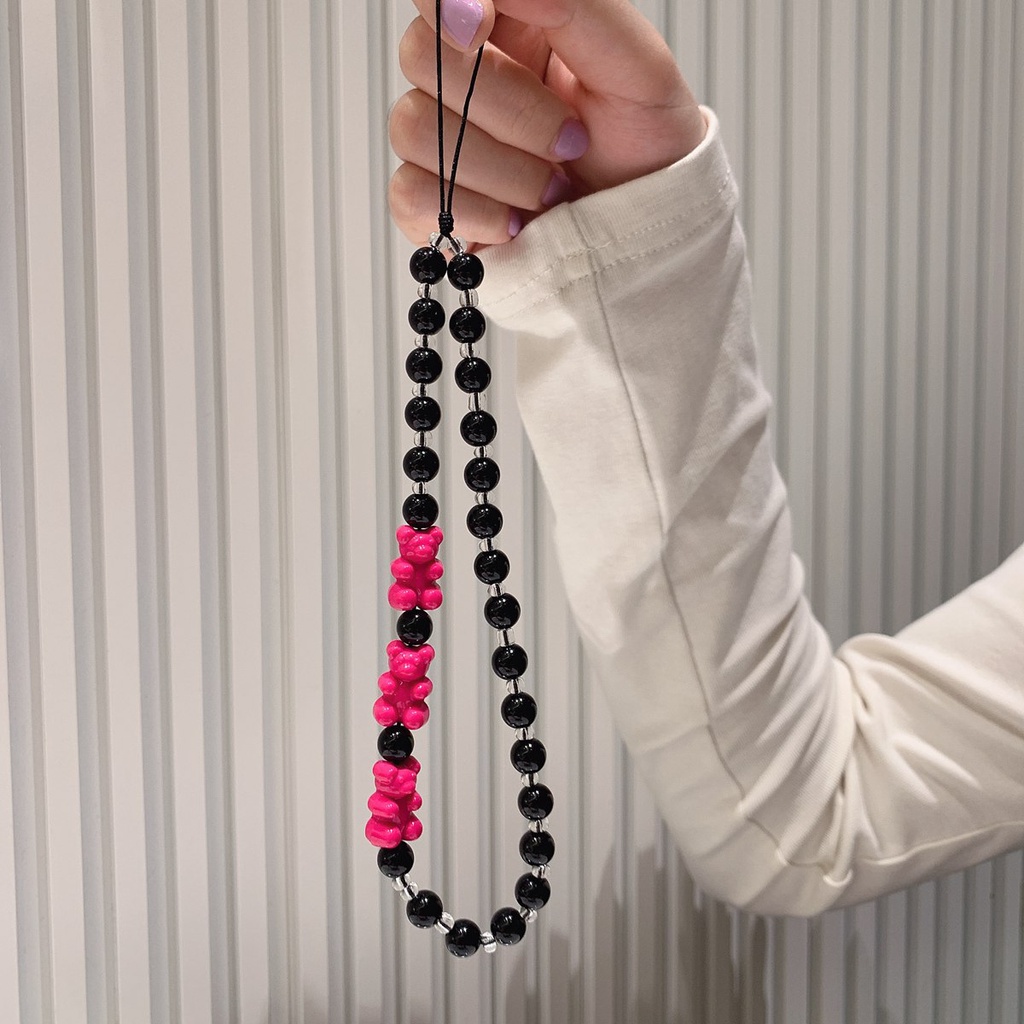 Dây Đeo Điện Thoại Kết Nối Bluetooth Không Dây Đính Hạt Ngọc Trai Hình Vuông / Gấu / Đám Mây Xinh Xắn