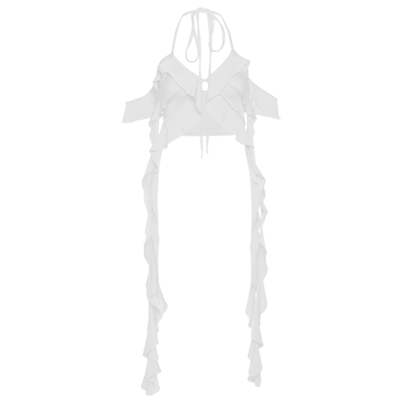 Xiangbao Áo Dây Sát Nách Cổ Chữ V Màu Trơn Dáng Dài Cho Nữ Y2k