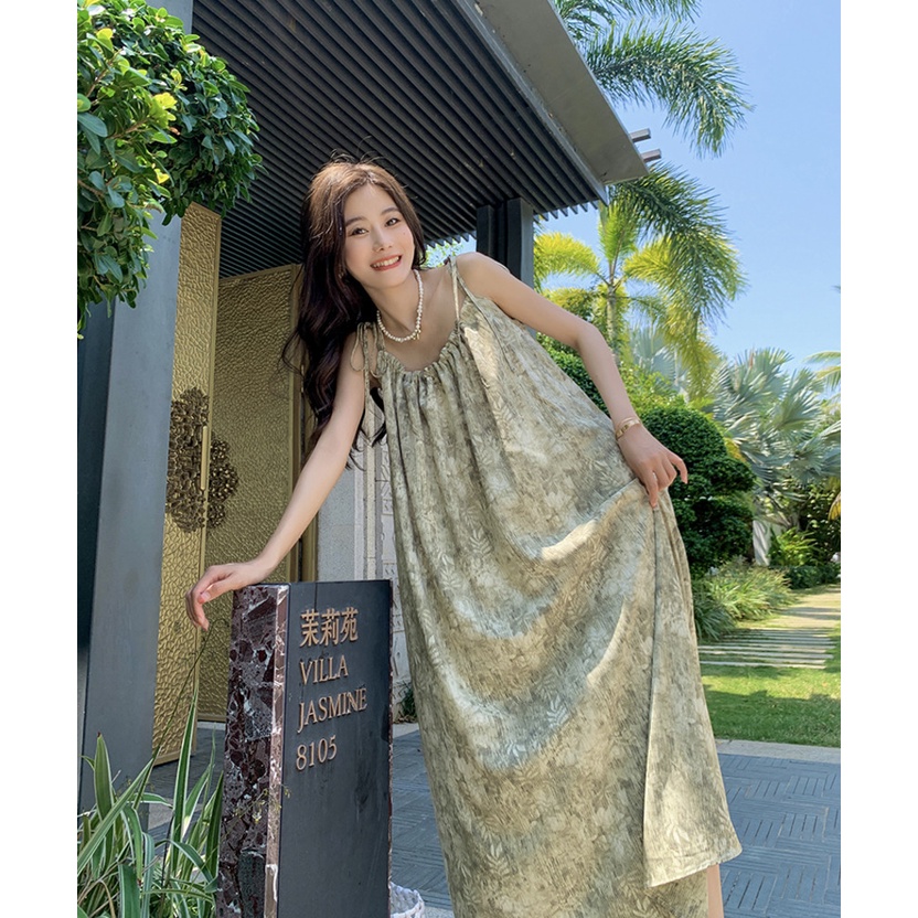 Đầm Hai Dây Họa Tiết Hoa Xinh Xắn Thời Trang Đi Biển