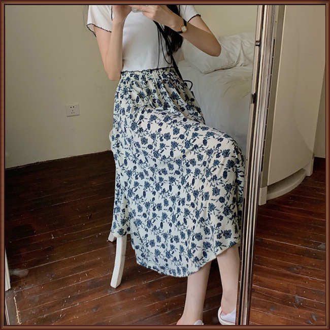 Chân Váy Lưng Cao Co Giãn In Họa Tiết Hoa Phong Cách Pháp Cổ Điển Thời Trang Mùa Hè Cho Nữ