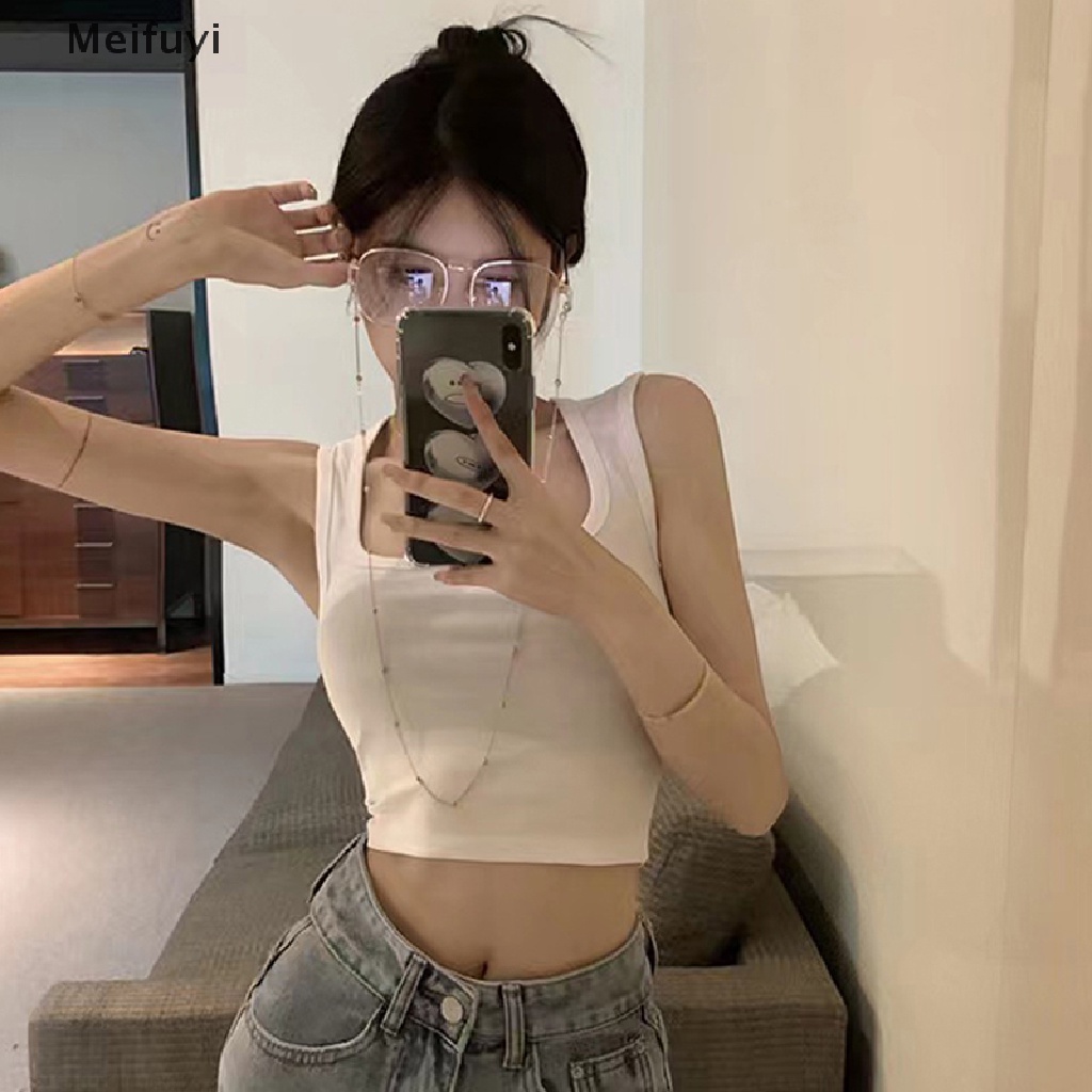 Áo Hai Dây Cổ Vuông Màu Sắc Trơn Quyến Rũ Thời Trang Mùa Hè Cho Nữ