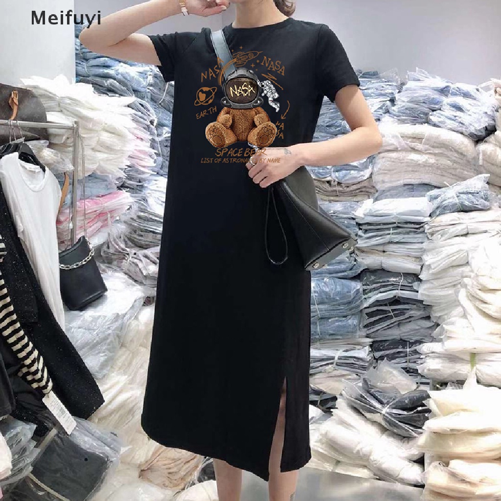 Đầm Thun Tay Ngắn Dáng Rộng In Họa Tiết Phong Cách Hàn Quốc Thời Trang Mùa Hè Xinh Xắn Cho Nữ