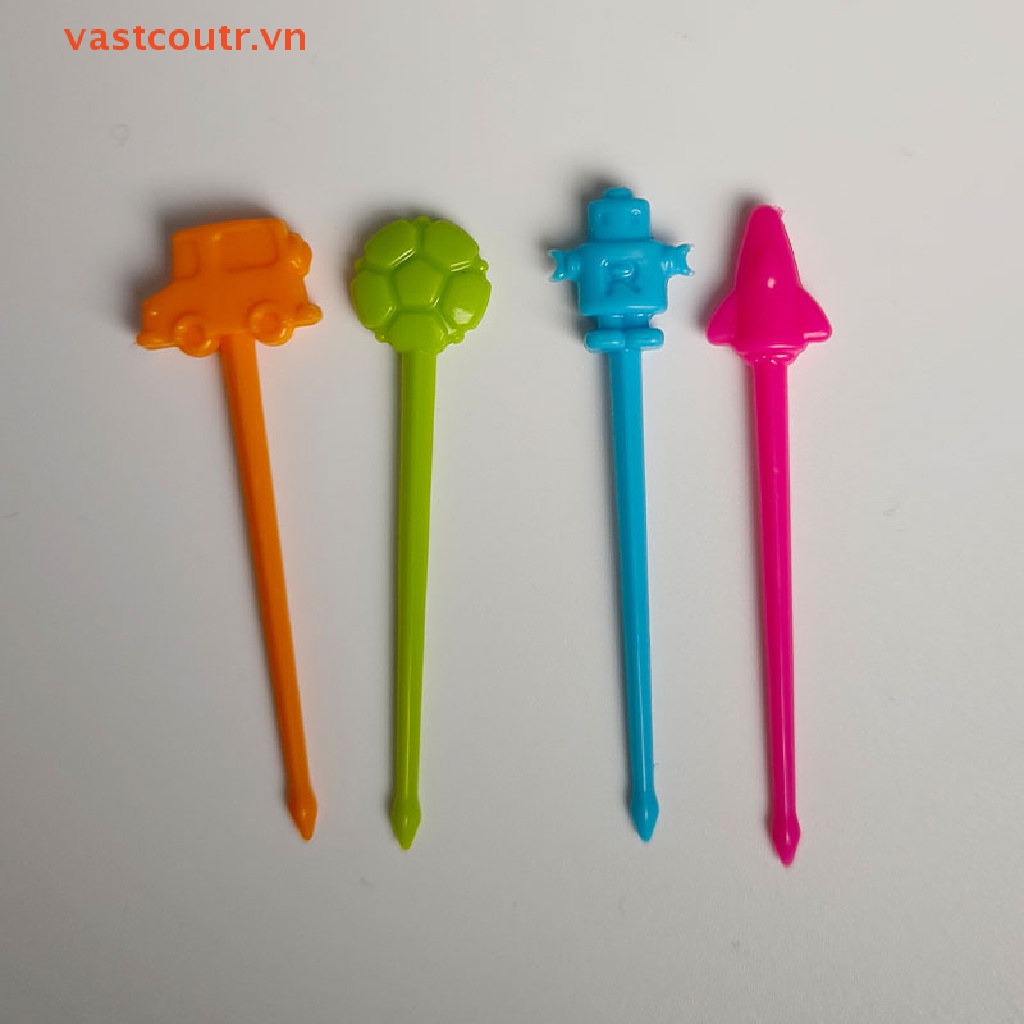 Set 16 Nĩa Ăn Trái Cây Hình Xe Hơi / Máy Bay / Đồ Ăn Tráng Miệng Cho Bé