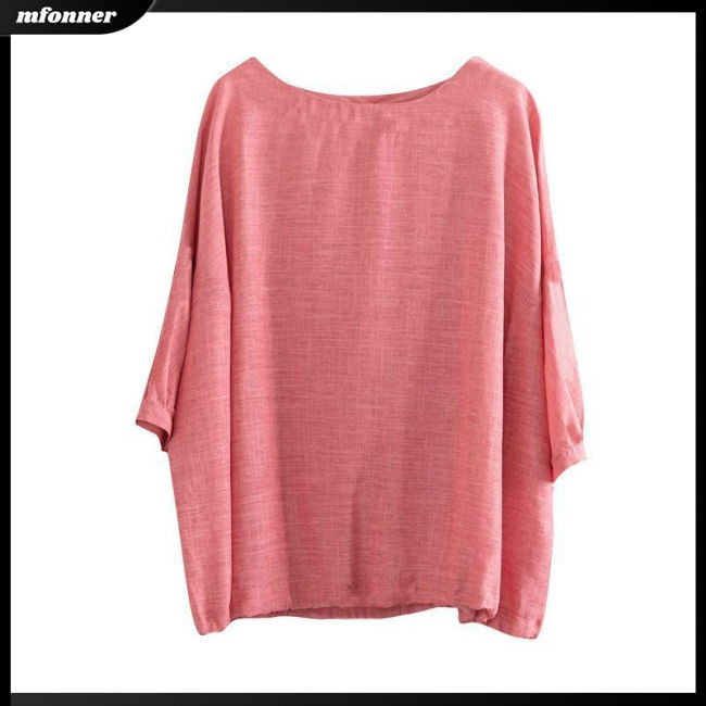 Áo Thun Cotton Lanh Tay Ngắn Dáng Rộng Màu Sắc Đơn Giản Trẻ Trung Dành Cho Nữ