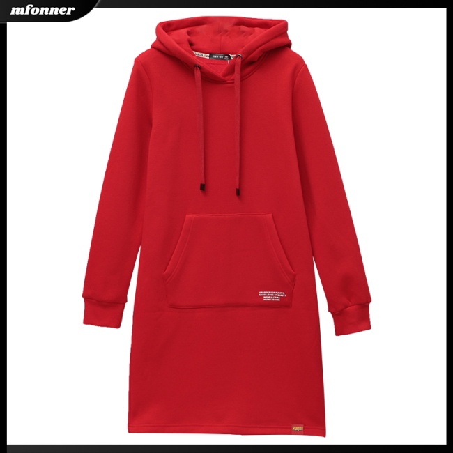 Đầm Hoodie Dáng Rộng Vải Nỉ Dày Dặn Ấm Áp Thời Trang Mùa Đông Cho Nữ