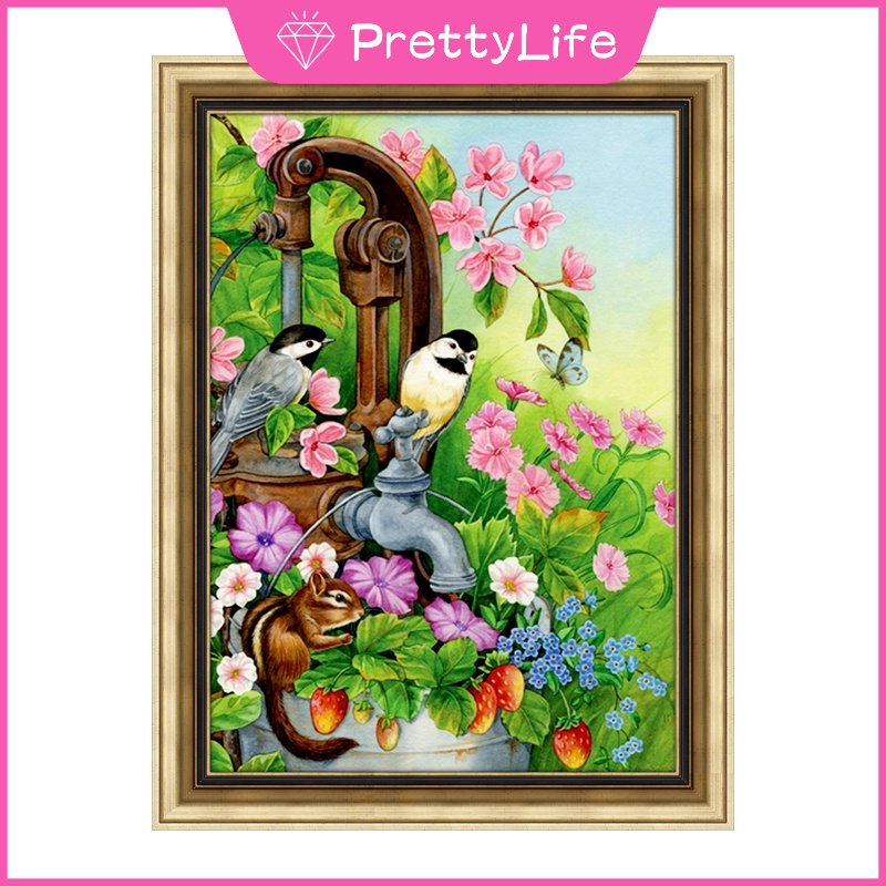 Bộ Tranh Đính Đá 5D Họa Tiết Hoa Và Chim Ruồi Độc Đáo Kích Thước 30x40cm / 40x50cm Dùng Trang Trí Nhà Cửa