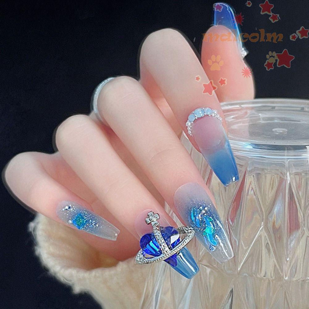 Set 5 Phụ Kiện Trang Trí Móng Tay Hình Trái Tim Bằng Hợp Kim DIY