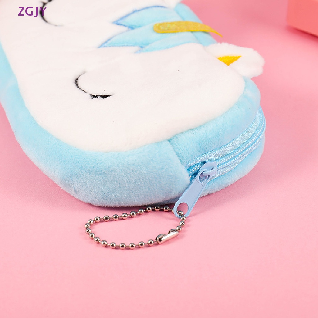 Túi Đựng Bút Bằng Lông Nhung Chất Lượng Cao Có Khóa Kéo Họa Tiết Kỳ Lân Dễ Thương ZGJY Mới