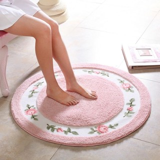 ⭐thảm chùi chân họa tiết hoa xinh xắn⭐thảm lót sàn hình tròn dày dặn màu hồng / xanh dương / xanh lá / đỏ