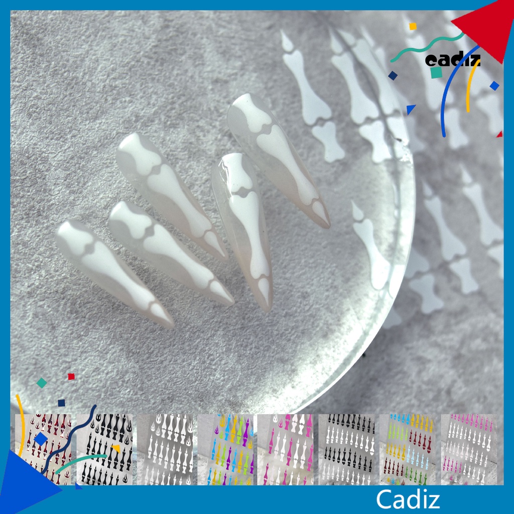 Nhãn Dán Trang Trí Móng Tay Họa Tiết Xương Kinh Dị 5D DIY