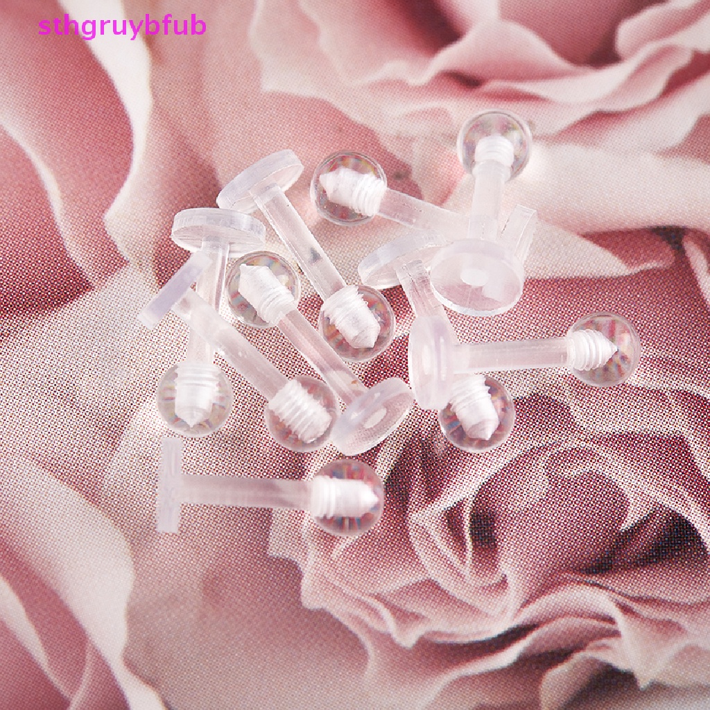 Set 10 Khuyên Môi Bằng Acrylic Trong Suốt Thời Trang
