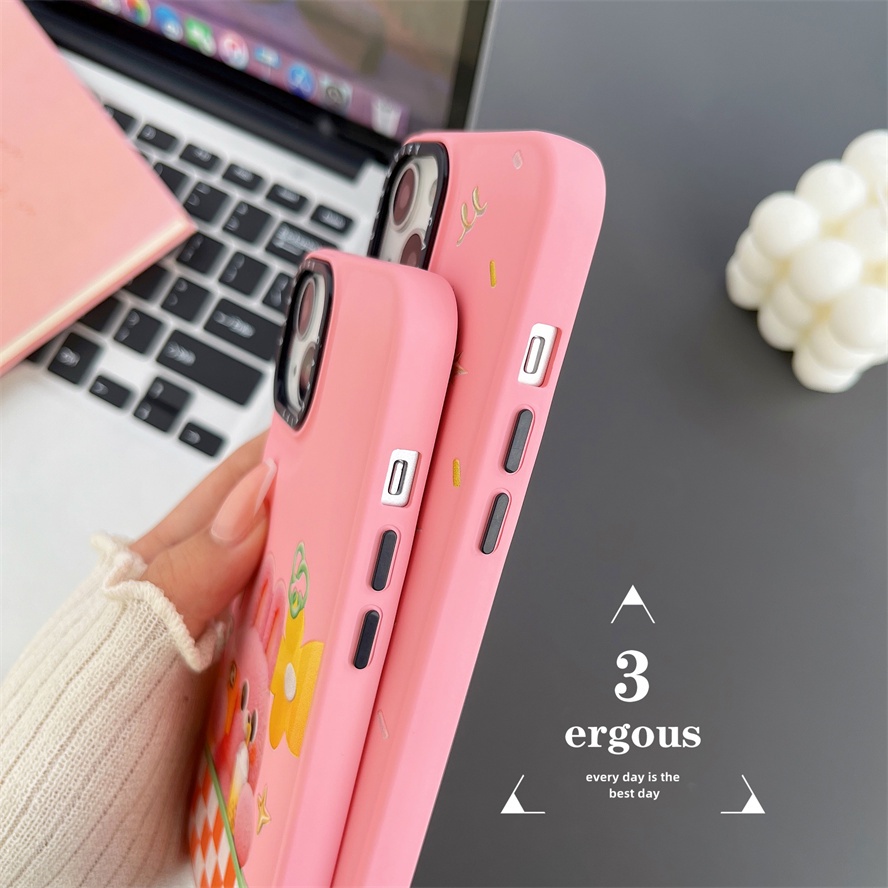 Ốp Điện Thoại TPU Mềm Họa Tiết Thỏ Hồng Selfie Bảo Vệ Ống Kính Cho iPhone 14 13 12 11 Pro Max SE2020 X XR Xs Max