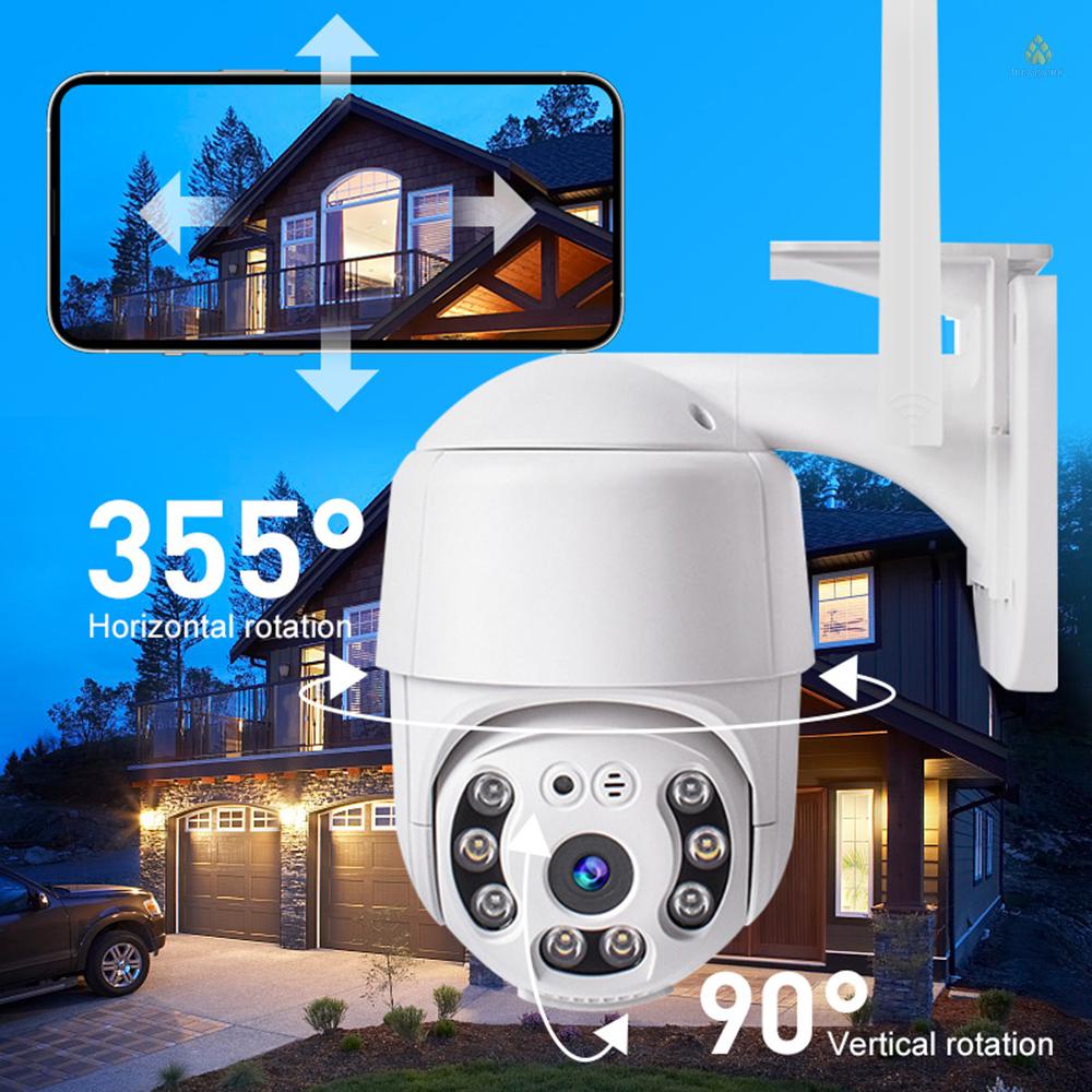 Camera Thông Minh 1080P Kết Nối WiFi Không Dây, Chống Thấm Nước, Hỗ Trợ Quay Phim 355° Chuông Báo Động Chuyển Động Hai Chiều Điều Khiển Từ Xa Bằng Ứng Dụng Có Đèn Và Âm Thanh