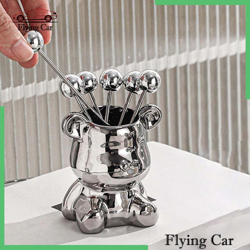 [Lzdjfmy2] Bộ Nĩa Ăn Trái Cây Hình Gấu Dễ Thương Cho Đám Cưới Nhà Hàng Nhà Hàng