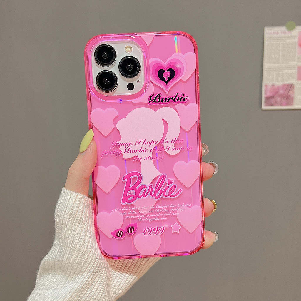 Ốp Điện Thoại Trong Suốt Họa Tiết Hoạt Hình Barbie Cho iPhone 14 13 12 11 Pro Max