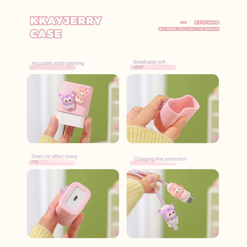 Vỏ Bảo Vệ Hộp Sạc Nhanh 20W 11promax 11 / 12 / 14 Họa Tiết Hoạt Hình Dễ Thương Cho Apple