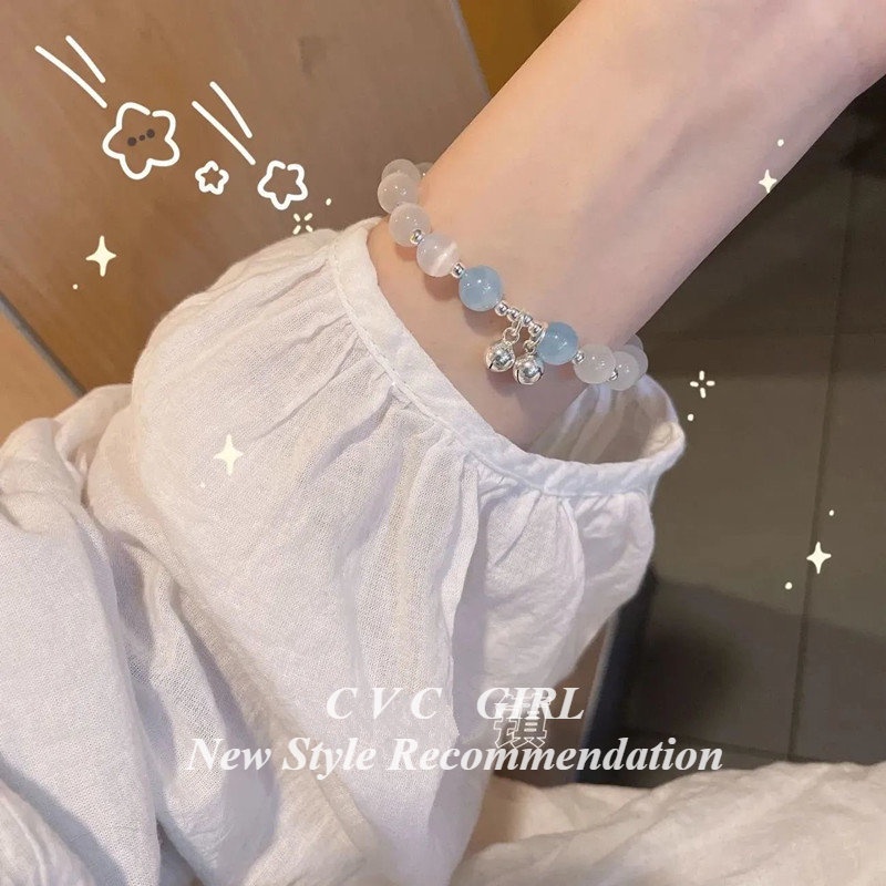 Bán Chạy Vòng Tay Cặp Đôi Đính Đá Mắt Mèo Giả Chuông Pha Lê Cho Bạn Gái Bán Sỉ