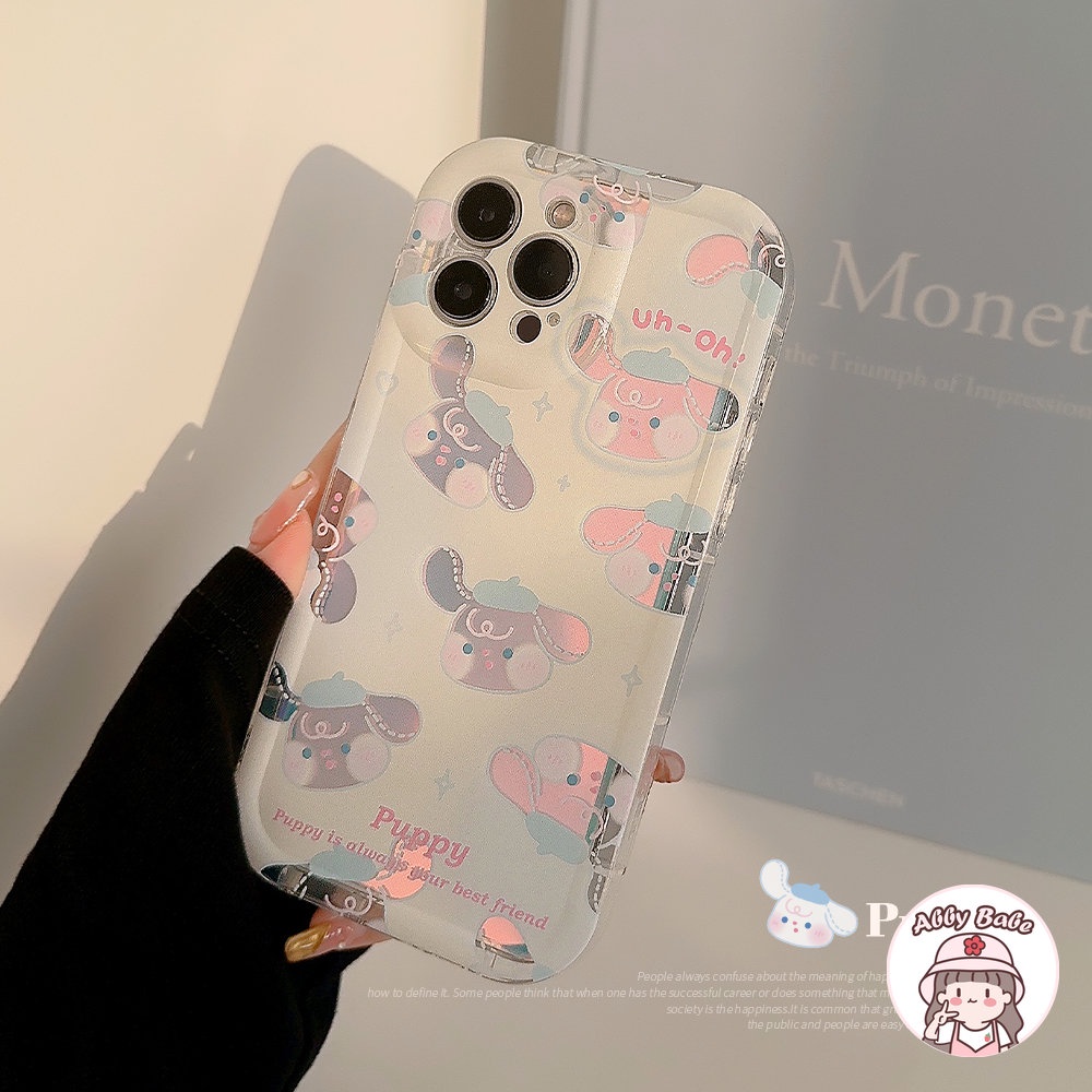 Ốp Điện Thoại TPU Dẻo Màu Laser Họa Tiết Hoạt Hình Chú Chó Tai To Dễ Thương Cho IPhone 14 Pro Max 13 12 11 Pro Max X XS Max