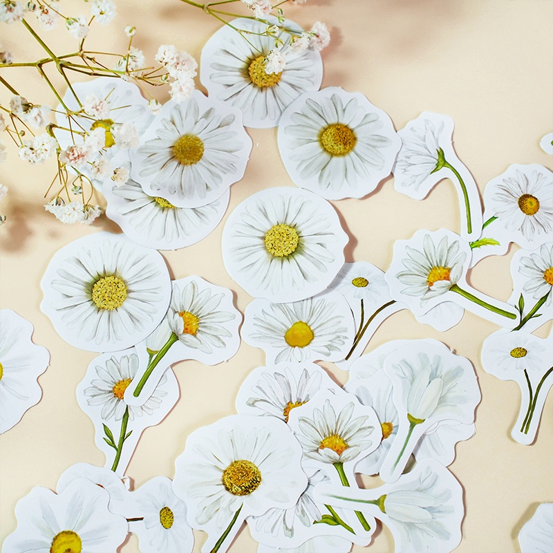 Bộ 46 Miếng Dán Trang Trí Sổ Tay Hình Hoa Xinh Xắn