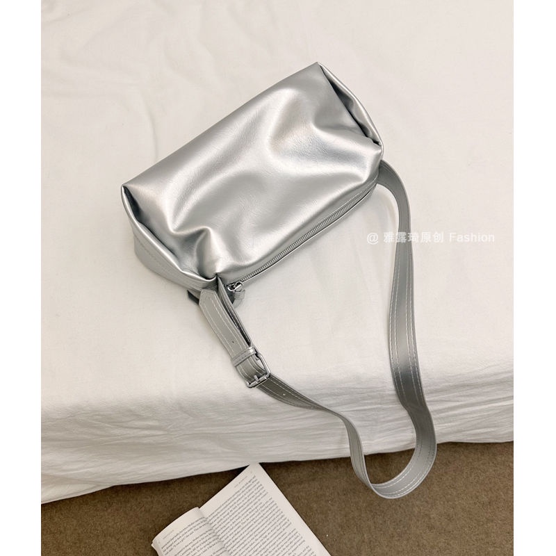 Túi Xách Đeo Vai / Kẹp Nách Màu Bạc Thời Trang Mùa Hè Hàn Quốc 2023 Mới Cho Nữ
