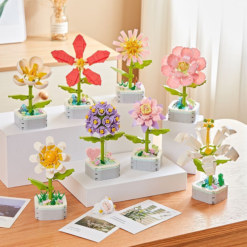 Tương thích với các khối xây dựng Lego Khối xây dựng Bó hoa Các hạt nhỏ Khối xây dựng bất tử Bó hoa hướng dương Chậu hoa dâm bụt Hoa hồng lắp ráp Đồ chơi hoa Tulip Quà tặng sinh nhật Mô phỏng
