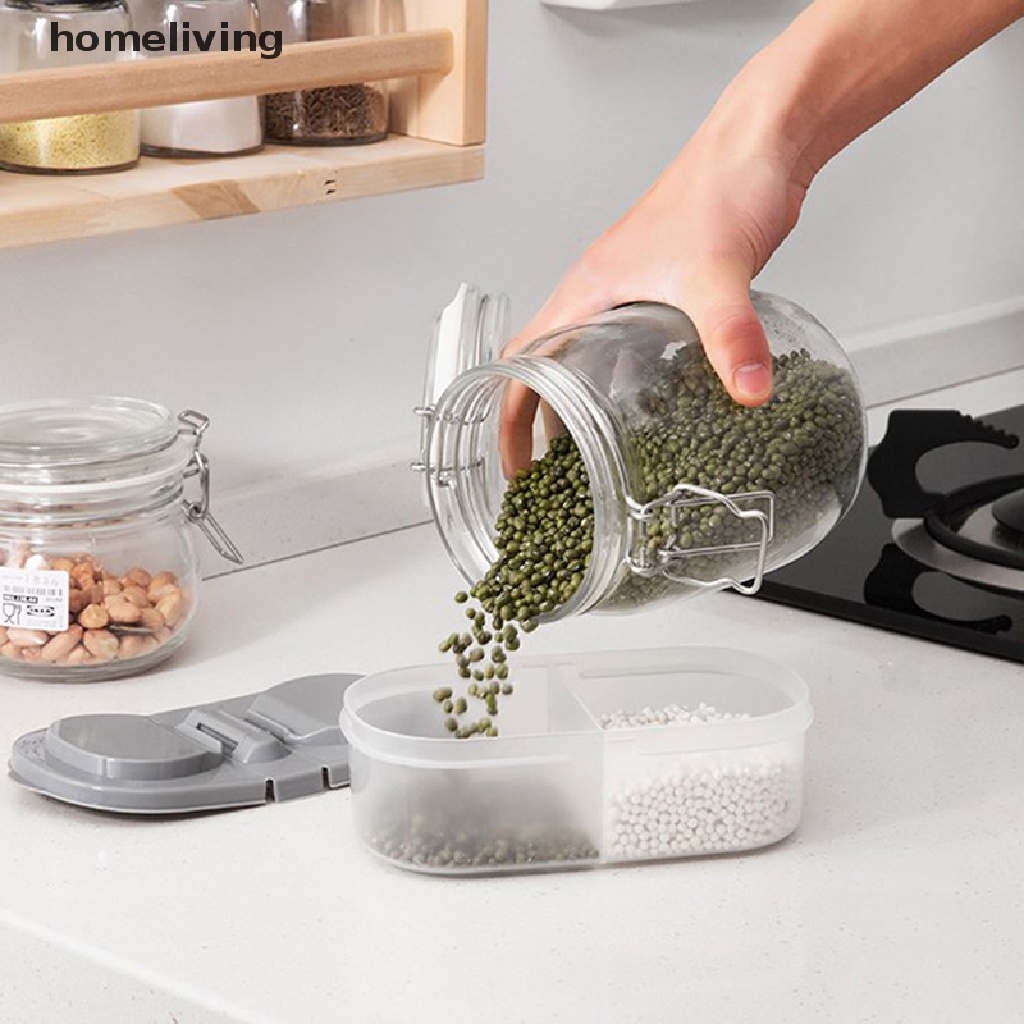 Hộp Đựng Thực Phẩm Hai Ngăn Bằng Nhựa Có Nắp Đậy Cho Tủ Lạnh / Nhà Bếp