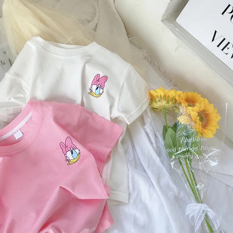 BABEPROUD Áo Thun Tay Ngắn Vải Cotton In Hoạt Hình Vịt Donald Kiểu Hàn Quốc Thời Trang Mùa Hè Cho Bé Từ 1-8 Tuổi