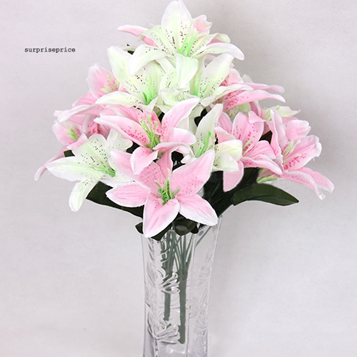 1 Bó Hoa Lily Nhân Tạo 10 Bông Trang Trí Tiệc Cưới