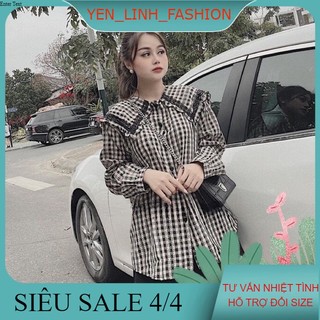 Áo sơ mi kẻ ô cổ bèo hàng QC siêu đẹp